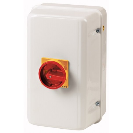 T3-4-15682/ST/SVB - T3-4-15682/ST/SVB 025526 EATON ELECTRIC Main switch, +steel enclosure, 6p+1N/O+1N/C, Ie 25A, handle red yell..