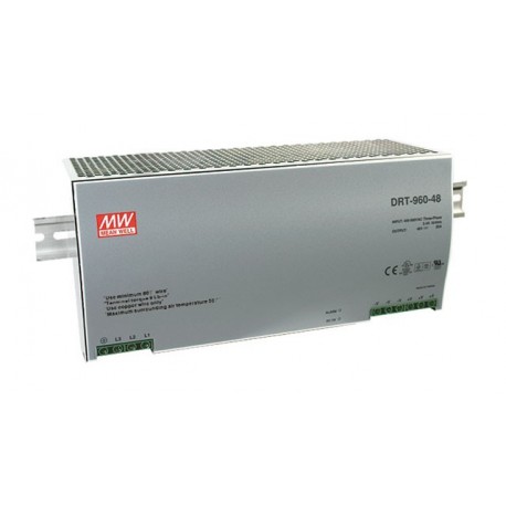 DRT-960-24 - DRT-960-24 MEANWELL AC-DC Industrial DIN rail power supply, Output 24VDC / 40A, metal case, 3-phase input
