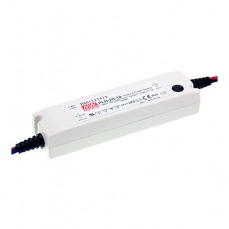 PLN-20-24 - PLN-20-24 MEANWELL AC-DC Single output LED driver Mix mode (CV+CC), Output 24VDC / 0.8A, cable output, Encap..