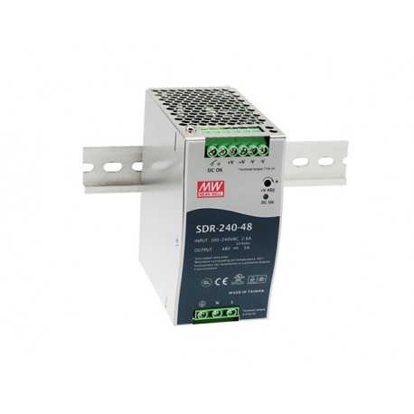 SDR-240-24 - SDR-240-24 MEANWELL AC-DC Industrial DIN rail power supply, Output 24VDC / 10A, Metal casing, Ultra slim wid..