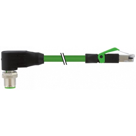 7000-51201-7902500 - 7000-51201-7902500 MURRELEKTRONIK M12 male 90° X-cod. / RJ45 male 0° shieldedPUR 4x2xAWG26 shielded gn UL/CS..