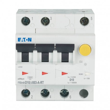 FRBMM-D10/3/003-A-RT - FRBMM-D10/3/003-A-RT 305166 Y7-305166 EATON ELECTRIC Combined Int. FRBMM, 10A, 30mA, D-Curve, 3P, Class A Ri..