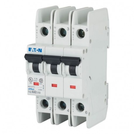 FAZ-K40/3-NA - FAZ-K40/3-NA EP-501485 Y7-501485 EATON ELECTRIC Miniature circuit breaker (MCB), 40A, 3p, characteristic: K
