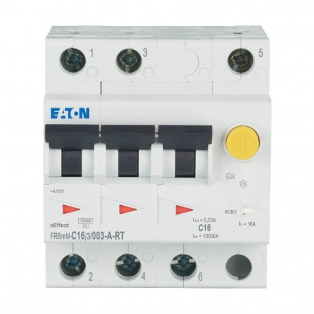 FRBMM-C16/3/003-A-RT - FRBMM-C16/3/003-A-RT 305161 Y7-305161 EATON ELECTRIC Combined Int. FRBMM, 16A, 30mA, C-Curve, 3p, Class A Ri..