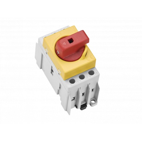 33846 - 33846 WÖHNER Capus SD Panel, 32A, 3p Switch-Seationer, 1.5-16mm2 Flange Terminal, Red/Yellow Lever
