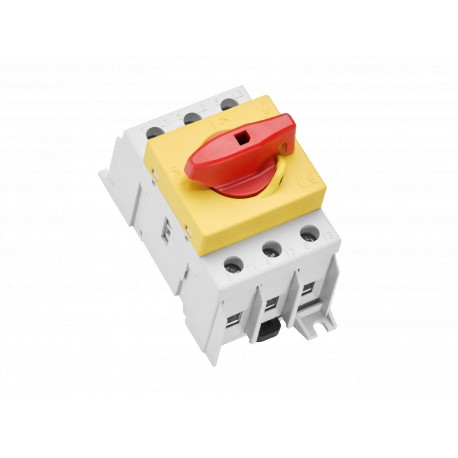 33888 - 33888 WÖHNER Capus SD Panel, 80A, 3p, 16-50mm2 Flange Terminal, Red/Yellow Lever, SD2
