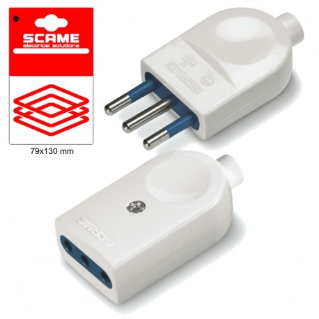 999.12316 - 999.12316 SCAME BLUELINE PLUG/SOCKET 2P+E 10A BL.PACKED