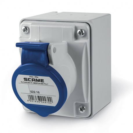 522.1654 - 522.1654 SCAME SOCKET OUTLET 3P+E IP44 16A 9h 200-250V