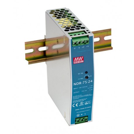 NDR-75-48 - NDR-75-48 MEANWELL AC-DC Single output Industrial DIN rail power supply, Output 48VDC / 1.6A, metal case