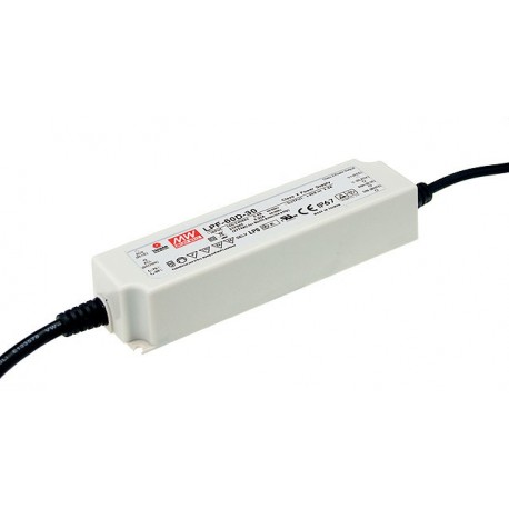LPF-60D-30 - LPF-60D-30 MEANWELL AC-DC Single output LED driver Mix mode (CV+CC), Output 30VDC / 2A, cable output, Dimmin..