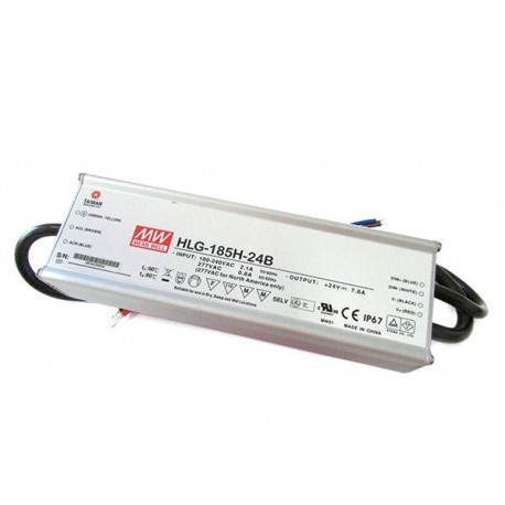 HLG-185H-30B - HLG-185H-30B MEANWELL AC-DC Single output LED driver Mix mode (CV+CC) with built-in PFC, Output 30VDC / 6.2A..