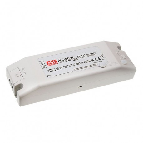 PLC-60-36 - PLC-60-36 MEANWELL AC-DC Single output LED driver Constant Current (CC), Output 36VDC / 1.7A, I/O screw term..