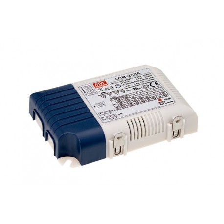 LCM-25DA - LCM-25DA MEANWELL AC-DC Multi-Stage Output LED driver Active PFC, Output 0.35A/0.6A/0.7A/0.9A/1.05A, DALI an..