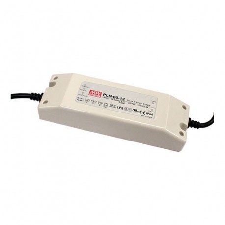 PLN-60-36 - PLN-60-36 MEANWELL AC-DC Single output LED driver Mix mode (CV+CC), Output 36VDC / 1.7A, cable output, Encap..