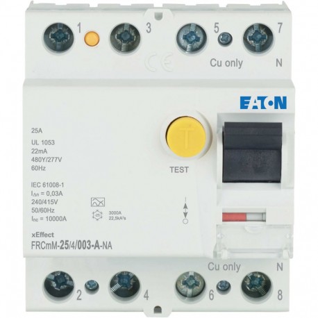 FRCMM-25/4/003-A-NA - FRCMM-25/4/003-A-NA 167125 Y7-167125 EATON ELECTRIC Residual current circuit breaker (RCCB), 25A, 4p, 30mA, ..