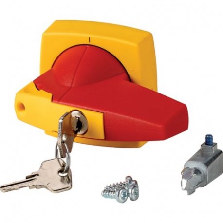 K2DR/C - K2DR/C 1818042 Y8-1818042 EATON ELECTRIC Rotary handle, 8mm, door installation, red/yellow, cylinder lock