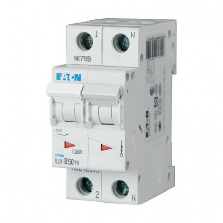 PLZM-B50/1N-MW - PLZM-B50/1N-MW 242315 Y7-242315 EATON ELECTRIC Over current switch, 50A, 1pole+N, type B characteristic