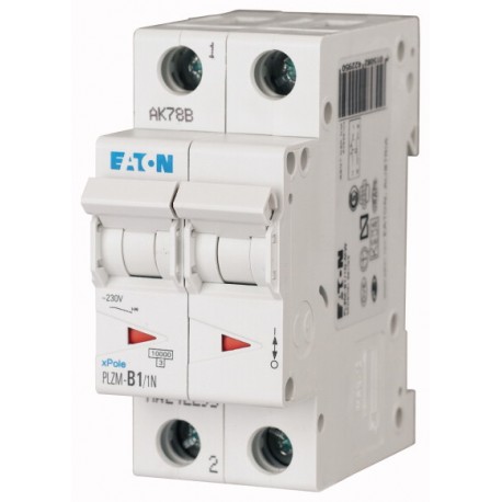 PLZM-D1/1N-MW - PLZM-D1/1N-MW 242344 EATON ELECTRIC Over current switch, 1A, 1pole+N, type D characteristic