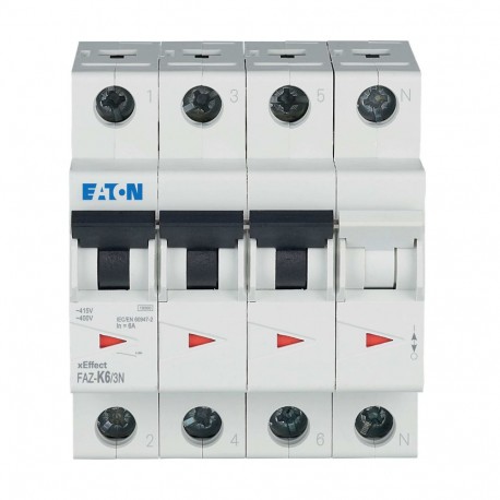 FAZ-K6/3N - FAZ-K6/3N 279009 Y7-279009 EATON ELECTRIC Miniature circuit breaker (MCB), 6A, 3Np, K-Char, AC