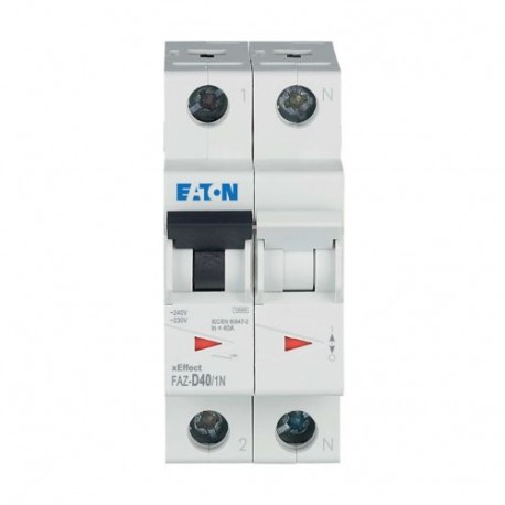 FAZ-D40/1N - FAZ-D40/1N 278701 Y7-278701 EATON ELECTRIC Miniature circuit breaker (MCB), 40A, 1pole+N, type D characteris..