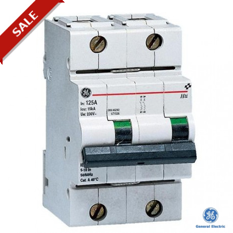 HTI102B125 - HTI1022PB125 671512 GENERAL ELECTRIC Miniature circuit breaker HTI10000 2P 125A 3-5 IN