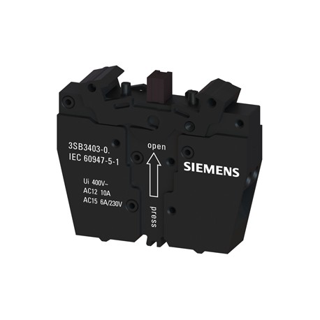 3SB3403-0H - 3SB3403-0H SIEMENS ACTUATOR-/INDICATOR COMPONENT CONTACT BLOCK WITH 2 CONTACTS SPR-LOADED TERM.,1NO LEADING,