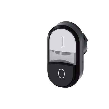 3SU1001-3BB61-0AK0 - 3SU1001-3BB61-0AK0 SIEMENS Illuminated twin pushbutton, 22 mm, round, plastic, white: I, Black: O, pushbutto..