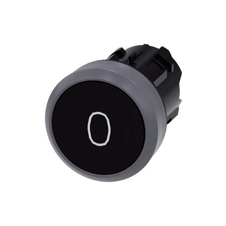 3SU1030-0AB10-0AD0 - 3SU1030-0AB10-0AD0 SIEMENS Pushbutton, 22 mm, round, plastic with metal front ring, black, inscription: O, p..