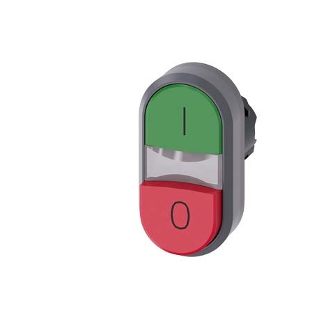 3SU1030-3BB42-0AK0 - 3SU1030-3BB42-0AK0 SIEMENS Twin pushbutton, 22 mm, round, plastic with metal front ring, green: I, red: O, p..