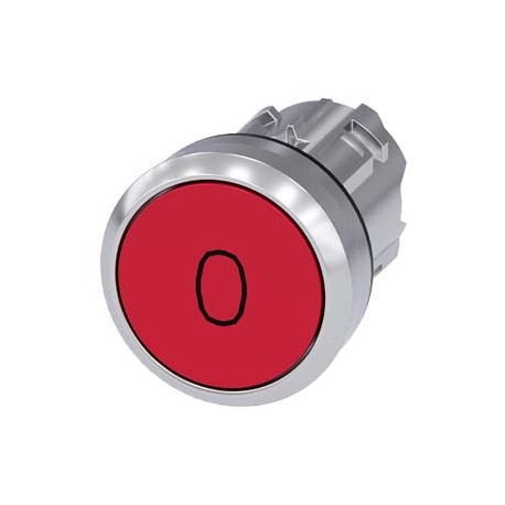 3SU1050-0AB20-0AD0 - 3SU1050-0AB20-0AD0 SIEMENS Pushbutton, 22 mm, round, metal, shiny, red, inscription: O, pushbutton, flat mom..