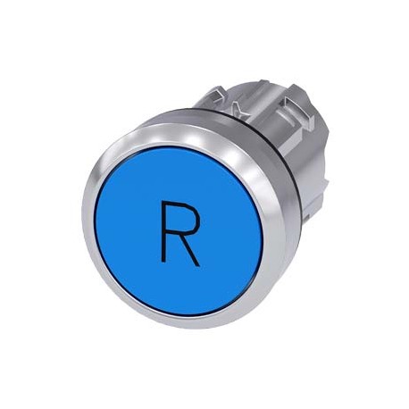 3SU1050-0AB50-0AR0 - 3SU1050-0AB50-0AR0 SIEMENS Pushbutton, 22 mm, round, metal, shiny, blue, inscription: R, pushbutton, flat mo..