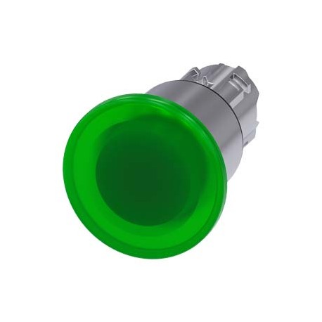 3SU1051-1EA40-0AA0 - 3SU1051-1EA40-0AA0 SIEMENS Illuminated mushroom pushbutton, 22 mm, round, metal, shiny, green, 40 mm, 3 swit..