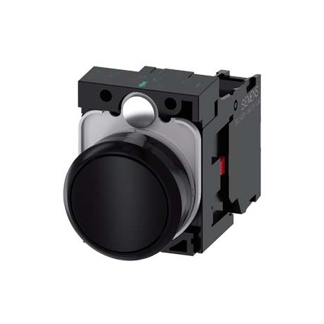 3SU1100-0AB10-1CA0 - 3SU1100-0AB10-1CA0 SIEMENS Pushbutton, 22 mm, round, plastic, black, pushbutton, flat, momentary contact typ..