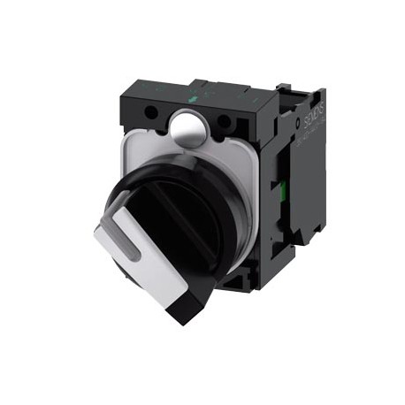 3SU1100-2BF60-1BA0 - 3SU1100-2BF60-1BA0 SIEMENS Selector switch, illuminable, 22 mm, round, plastic, white, selector switch, shor..