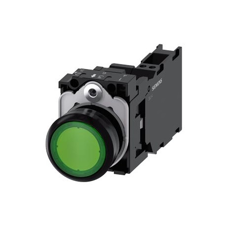 3SU1103-0AB40-3FA0 - 3SU1103-0AB40-3FA0 SIEMENS Illuminated pushbutton, 22 mm, round, plastic, green, pushbutton, flat, momentary..