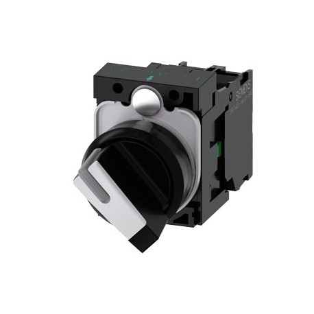 3SU1103-2BF60-1BA0 - 3SU1103-2BF60-1BA0 SIEMENS Selector switch, illuminable, 22 mm, round, plastic, white, selector switch, shor..