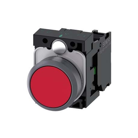 3SU1130-0AB20-1BA0 - 3SU1130-0AB20-1BA0 SIEMENS Pushbutton, 22 mm, round, plastic with metal front ring, red, pushbutton, flat, m..