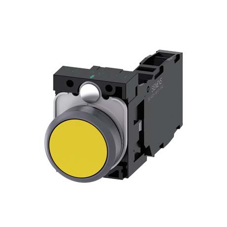 3SU1130-0AB30-1FA0 - 3SU1130-0AB30-1FA0 SIEMENS Pushbutton, 22 mm, round, plastic with metal front ring, yellow, pushbutton, flat..