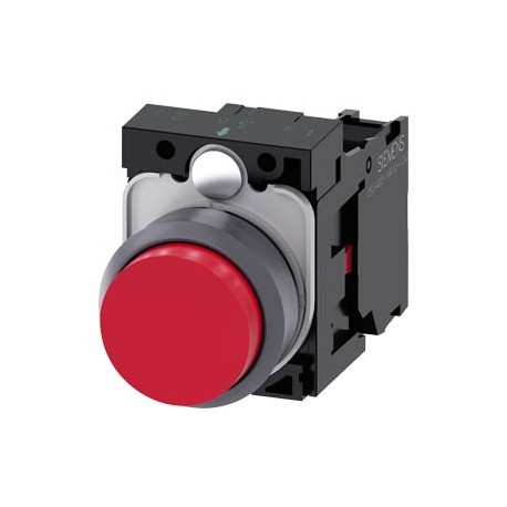 3SU1130-0BB20-1CA0 - 3SU1130-0BB20-1CA0 SIEMENS Pushbutton, 22 mm, round, plastic with metal front ring, red, pushbutton, raised,..