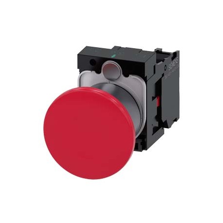 3SU1130-1BA20-1CA0 - 3SU1130-1BA20-1CA0 SIEMENS Mushroom pushbutton, 22 mm, round, plastic with metal front ring, red, 40 mm, lat..