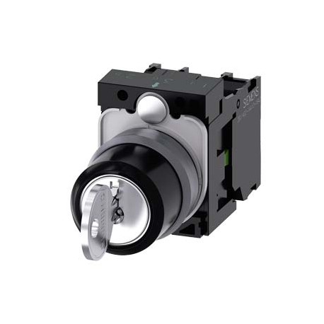3SU1130-4BL11-1NA0 - 3SU1130-4BL11-1NA0 SIEMENS RONIS key-operated switch, 22 mm, round, plastic with metal front ring, lock numb..