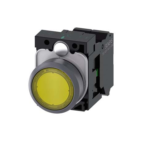 3SU1132-0AB30-3BA0 - 3SU1132-0AB30-3BA0 SIEMENS Illuminated pushbutton, 22 mm, round, plastic with metal front ring, yellow, push..