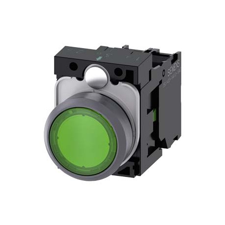 3SU1136-0AB40-1BA0 - 3SU1136-0AB40-1BA0 SIEMENS Illuminated pushbutton, 22 mm, round, plastic with metal front ring, green, pushb..