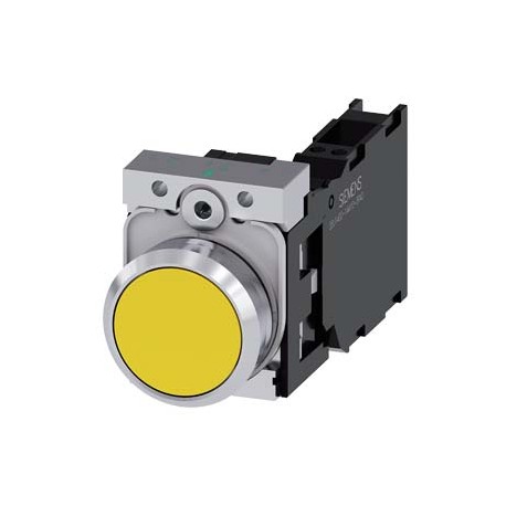 3SU1150-0AB30-3FA0 - 3SU1150-0AB30-3FA0 SIEMENS Pushbutton, 22 mm, round, metal, shiny, yellow, pushbutton, flat, momentary conta..