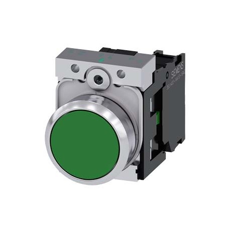 3SU1150-0AB40-1BA0 - 3SU1150-0AB40-1BA0 SIEMENS Pushbutton, 22 mm, round, metal, shiny, green, pushbutton, flat, momentary contac..