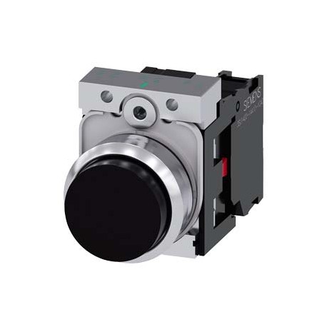 3SU1150-0BB10-1CA0 - 3SU1150-0BB10-1CA0 SIEMENS Pushbutton, 22 mm, round, metal, shiny, black, pushbutton, raised, momentary cont..