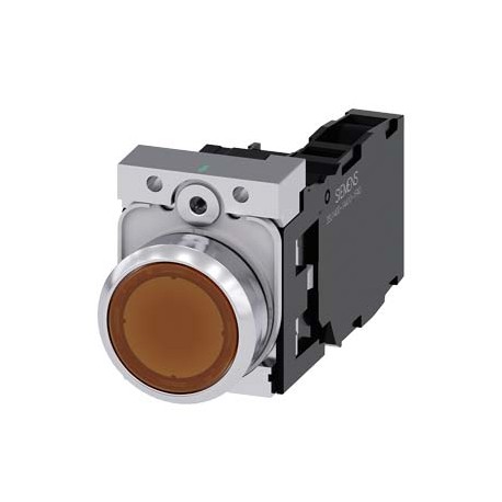 3SU1152-0AB00-1FA0 - 3SU1152-0AB00-1FA0 SIEMENS Illuminated pushbutton, 22 mm, round, metal, shiny, amber, pushbutton, flat, mome..