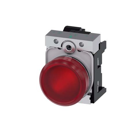 3SU1152-6AA20-3AA0 - 3SU1152-6AA20-3AA0 SIEMENS Indicator lights, 22 mm, round, metal, shiny, red, lens, smooth, with holder, LED..