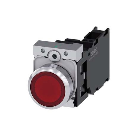 3SU1153-0AB20-3FA0 - 3SU1153-0AB20-3FA0 SIEMENS Illuminated pushbutton, 22 mm, round, metal, shiny, red, pushbutton, flat, moment..