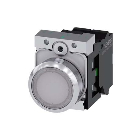 3SU1156-0AB60-3BA0 - 3SU1156-0AB60-3BA0 SIEMENS Illuminated pushbutton, 22 mm, round, metal, shiny, white, pushbutton, flat, mome..